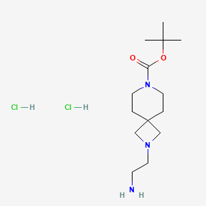 molecular formula C14H28ClN3O2 B6302113 Tert-butyl 2-(2-aminoethyl)-2,7-diazaspiro[3.5]nonane-7-carboxylate dihydrochloride CAS No. 2173991-85-8