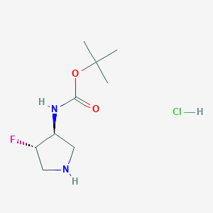 molecular formula C9H18ClFN2O2 B6302619 tert-Butyl ((3S,4S)-4-fluoropyrrolidin-3-yl)carbamate hydrochloride CAS No. 2097061-01-1