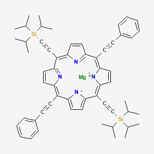 molecular formula C58H60MgN4Si2 B6302772 magnesium;2-[10,20-bis(2-phenylethynyl)-15-[2-tri(propan-2-yl)silylethynyl]porphyrin-21,22-diid-5-yl]ethynyl-tri(propan-2-yl)silane CAS No. 1397288-30-0