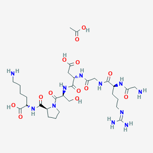 molecular formula C30H53N11O13 B6303619 acetic acid;(2S)-6-amino-2-[[(2S)-1-[(2S)-2-[[(2S)-2-[[2-[[(2S)-2-[(2-aminoacetyl)amino]-5-(diaminomethylideneamino)pentanoyl]amino]acetyl]amino]-3-carboxypropanoyl]amino]-3-hydroxypropanoyl]pyrrolidine-2-carbonyl]amino]hexanoic acid CAS No. 144027-77-0