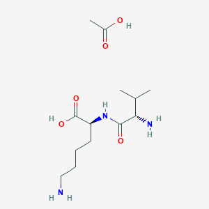 molecular formula C13H27N3O5 B6303686 acetic acid;(2S)-6-amino-2-[[(2S)-2-amino-3-methylbutanoyl]amino]hexanoic acid CAS No. 108540-27-8