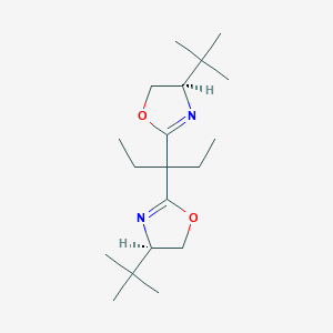 molecular formula C19H34N2O2 B6303764 (4R,4'R)-2,2'-(Pentane-3,3-diyl)bis(4-(tert-butyl)-4,5-dihydrooxazole) CAS No. 1332616-25-7