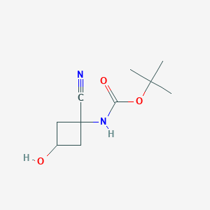 molecular formula C10H16N2O3 B6304950 tert-butyl N-(1-cyano-3-hydroxy-cyclobutyl)carbamate CAS No. 2091531-88-1
