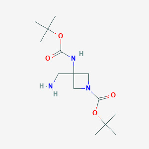 molecular formula C14H27N3O4 B6305695 Tert-butyl 3-(aminomethyl)-3-{[(tert-butoxy)carbonyl]amino}azetidine-1-carboxylate CAS No. 1936305-61-1