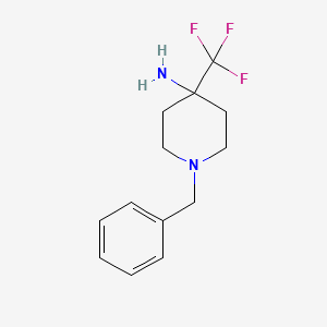 molecular formula C13H17F3N2 B6306530 1-Benzyl-4-trifluoromethyl-piperidin-4-ylamine CAS No. 1394004-03-5