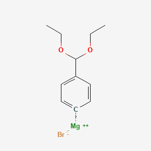 molecular formula C11H15BrMgO2 B6306938 4-(Diethoxymethyl)phenylmagnesium bromide, 1.0 M in THF CAS No. 133292-05-4