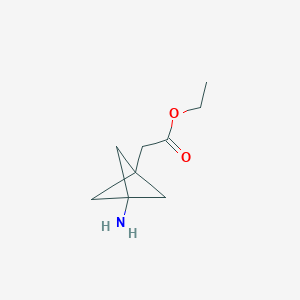 molecular formula C9H15NO2 B6307375 Ethyl 2-{3-aminobicyclo[1.1.1]pentan-1-yl}acetate CAS No. 2096992-02-6