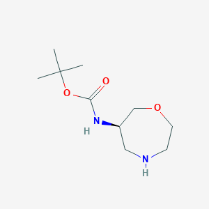 molecular formula C10H20N2O3 B6307960 tert-butyl N-[(6R)-1,4-oxazepan-6-yl]carbamate CAS No. 2306245-70-3