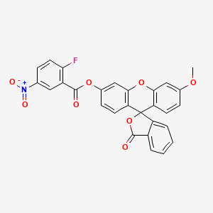 molecular formula C28H16FNO8 B6309136 Benzoic acid, 2-fluoro-5-nitro-, 6'-methoxy-3-oxospiro[isobenzofuran-1(3H),9'-[9H]xanthen]-3'-yl ester CAS No. 1609395-29-0