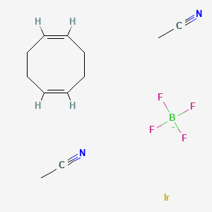 molecular formula C12H18BF4IrN2- B6309799 Bis(acetonitrile)(1,5-cyclooctadiene)iridium(I) tetrafluoroborate CAS No. 32679-03-1
