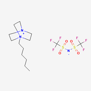 molecular formula C14H25F6N3O4S2 B6310242 bis(trifluoromethylsulfonyl)azanide;1-hexyl-4-aza-1-azoniabicyclo[2.2.2]octane CAS No. 898256-50-3