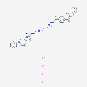 1,1'-{Propane-1,3-diylbis[(dimethylazaniumyl)propane-3,1-diyl]}bis{4-[(3-methyl-1,3-benzothiazol-2(3H)-ylidene)methyl]pyridin-1-ium} tetraiodide