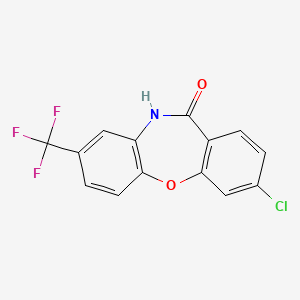 molecular formula C14H7ClF3NO2 B6311272 3-Chloro-8-trifluoromethyl-10,11-dihydrodibenz[b,f][1,4]oxazepin-11-one, 97% CAS No. 2088942-70-3