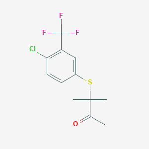 molecular formula C12H12ClF3OS B6313002 3-[(3'-Trifluoromethyl)-(4'-chloro)phenylthio]-3.3-dimethyl-2-propanone, 98% CAS No. 1357626-55-1