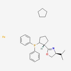 molecular formula C28H38FeNOP B6313378 cyclopentane;diphenyl-[(2R)-2-[(4S)-4-propan-2-yl-4,5-dihydro-1,3-oxazol-2-yl]cyclopentyl]phosphane;iron CAS No. 541540-70-9