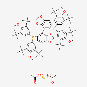 molecular formula C78H106O12P2Ru B6313434 Diacetato{(S)-(+)-5,5'-bis[di(3,5-di-t-butyl-4-methoxyphenyl)phosphino]-4,4'-bi-1,3-benzodioxole}ruthenium(II) CAS No. 1025477-38-6