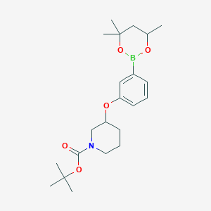molecular formula C22H34BNO5 B6313452 tert-Butyl 3-[3-(4,4,6-trimethyl-1,3,2-dioxaborinan-2-yl)phenoxy]piperidine-1-carboxylate CAS No. 2096998-51-3
