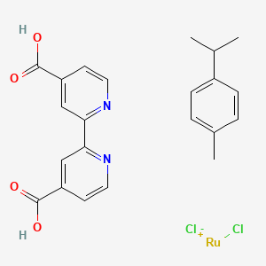 molecular formula C22H22Cl2N2O4Ru B6313682 Chloro(4,4'-dicarboxy-2,2'-bipyridine)(p-cymene)ruthenium(II) chloride, 98% CAS No. 1621577-08-9