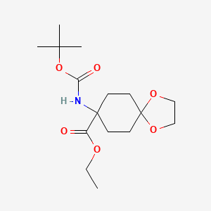 molecular formula C16H27NO6 B6314630 Ethyl 8-((tert-butoxycarbonyl)amino)-1,4-dioxaspiro[4.5]decane-8-carboxylate CAS No. 1951439-44-3