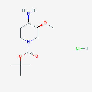 molecular formula C11H23ClN2O3 B6314964 tert-Butyl (3S,4R)-4-amino-3-methoxypiperidine-1-carboxylate hydrochloride CAS No. 1956322-29-4