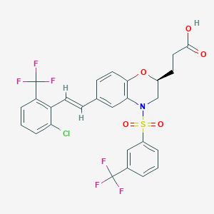 B6315184 3-[(2S)-6-[(E)-2-[2-Chloro-6-(trifluoromethyl)phenyl]ethenyl]-4-[3-(trifluoromethyl)benzenesulfonyl]-3,4-dihydro-2H-1,4-benzoxazin-2-yl]propanoic acid CAS No. 1807791-77-0