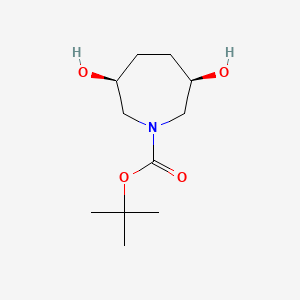 molecular formula C11H21NO4 B6315317 tert-Butyl cis-3,6-dihydroxyazepane-1-carboxylate CAS No. 1801455-71-9