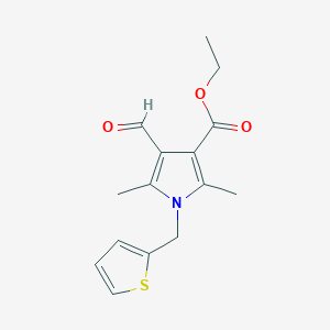 molecular formula C15H17NO3S B063154 ethyl 4-formyl-2,5-dimethyl-1-(2-thienylmethyl)-1H-pyrrole-3-carboxylate CAS No. 175276-54-7