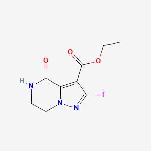 molecular formula C9H10IN3O3 B6315474 Ethyl 2-iodo-4-oxo-4,5,6,7-tetrahydropyrazolo[1,5-a]pyrazine-3-carboxylate CAS No. 1773507-49-5