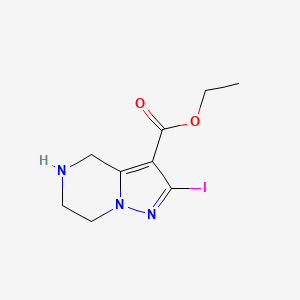 molecular formula C9H12IN3O2 B6315480 Ethyl 2-iodo-4,5,6,7-tetrahydropyrazolo[1,5-a]pyrazine-3-carboxylate CAS No. 1773507-50-8