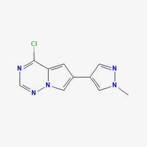 molecular formula C10H8ClN5 B6315514 4-氯-6-(1-甲基吡唑-4-基)吡咯并[2,1-f][1,2,4]三嗪，95% CAS No. 1703794-33-5