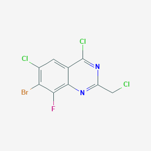 B6315525 7-Bromo-4,6-dichloro-2-(chloromethyl)-8-fluoroquinazoline CAS No. 1698028-17-9