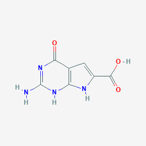 molecular formula C7H6N4O3 B063164 2-Amino-4,7-dihydro-4-oxo-1H-pyrrolo[2,3-d]pyrimidine-6-carboxylic acid CAS No. 188062-46-6