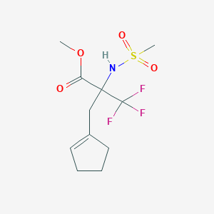 molecular formula C11H16F3NO4S B6316500 Methyl 2-(cyclopent-1-en-1-ylmethyl)-3,3,3-trifluoro-2-[(methylsulfonyl)amino]-propanoate, 97% CAS No. 350818-05-2