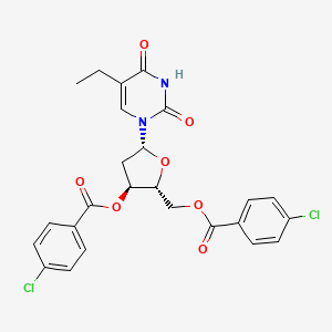 molecular formula C25H22Cl2N2O7 B6316519 Uridine, 2'-deoxy-5-ethyl-, 3',5'-bis(p-chlorobenzoate) CAS No. 25137-84-2