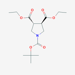 molecular formula C15H25NO6 B6316695 trans-1-Tert-butyl 3,4-diethyl pyrrolidine-1,3,4-tricarboxylate CAS No. 595547-18-5
