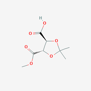 molecular formula C8H12O6 B6317359 (4S,5S)-5-(Methoxycarbonyl)-2,2-dimethyl-1,3-dioxolane-4-carboxylic acid, 97%, ee 99% CAS No. 67844-12-6