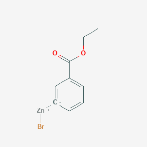 molecular formula C9H9BrO2Zn B6317427 3-Ethoxycarbonylphenylzinc bromide, 0.50 M in THF CAS No. 131379-38-9