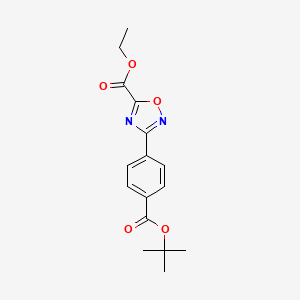 molecular formula C16H18N2O5 B6317685 3-(4-tert-Butoxycarbonyl-phenyl)-[1,2,4]oxadiazole-5-carboxylic acid ethyl ester CAS No. 340736-80-3