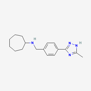 molecular formula C17H24N4 B6317703 Cycloheptyl-[4-(5-methyl-4H-[1,2,4]triazol-3-yl)-benzyl]-amine, 95% CAS No. 179056-00-9