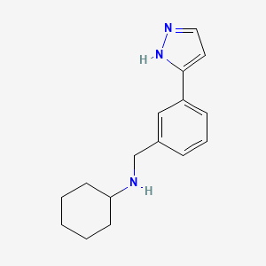 molecular formula C16H21N3 B6317728 Cyclohexyl-[3-(2H-pyrazol-3-yl)-benzyl]-amine, 95% CAS No. 179056-26-9