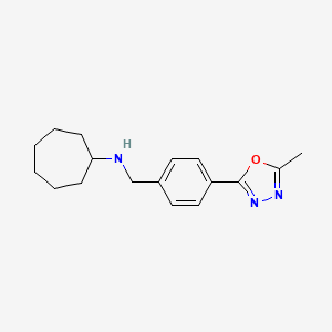 molecular formula C17H23N3O B6318226 Cycloheptyl-[4-(5-methyl-[1,3,4]oxadiazol-2-yl)-benzyl]-amine CAS No. 179056-43-0