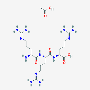 molecular formula C20H42N12O6 B6318714 acetic acid;(2S)-2-[[(2S)-2-[[(2S)-2-amino-5-(diaminomethylideneamino)pentanoyl]amino]-5-(diaminomethylideneamino)pentanoyl]amino]-5-(diaminomethylideneamino)pentanoic acid CAS No. 733024-60-7