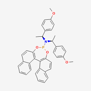 molecular formula C38H34NO4P B6318767 N,N-bis[(1S)-1-(4-methoxyphenyl)ethyl]-12,14-dioxa-13-phosphapentacyclo[13.8.0.02,11.03,8.018,23]tricosa-1(15),2(11),3,5,7,9,16,18,20,22-decaen-13-amine CAS No. 850796-15-5