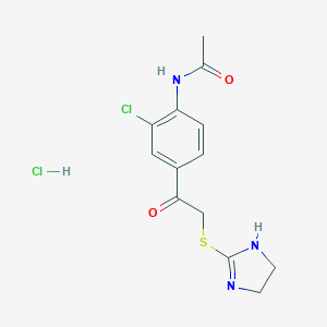 molecular formula C13H15Cl2N3O2S B063194 Acetamide, N-(2-chloro-4-(((4,5-dihydro-1H-imidazol-2-yl)thio)acetyl)phenyl)-, monohydrochloride CAS No. 160518-39-8