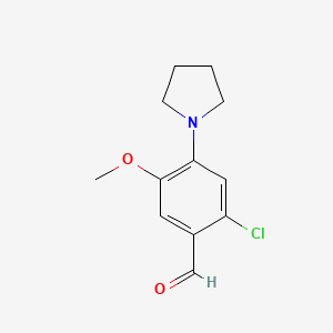 molecular formula C12H14ClNO2 B6319917 6-Chloro-3-methoxy-4-pyrrolidine-1-yl-benzaldehyde CAS No. 946686-51-7