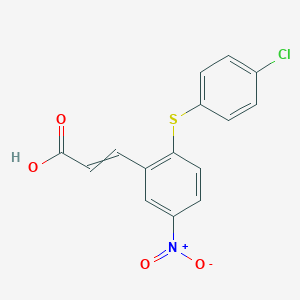 molecular formula C15H10ClNO4S B063204 3-[2-(4-Chlorophenyl)sulfanyl-5-nitrophenyl]prop-2-enoic acid CAS No. 175278-51-0