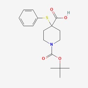 molecular formula C17H23NO4S B6320465 1-[(2-methylpropan-2-yl)oxycarbonyl]-4-phenylsulfanylpiperidine-4-carboxylic acid CAS No. 397264-10-7