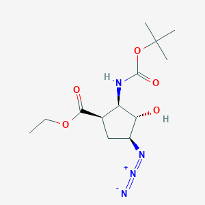 molecular formula C13H22N4O5 B6320748 Ethyl (1R*,2R*,3S*,4S*)-4-azido-2-(tert-butoxycarbonylamino)-3-hydroxycyclopentane-carboxylate CAS No. 959745-89-2