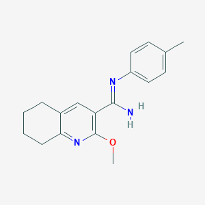 molecular formula C18H21N3O B063215 3-Quinolinecarboximidamide, 5,6,7,8-tetrahydro-2-methoxy-N-(4-methylphenyl)- CAS No. 171011-12-4