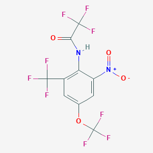 molecular formula C10H3F9N2O4 B6321508 2,2,2-Trifluoro-N-[2-nitro-4-(trifluoromethoxy)-6-(trifluoromethyl)phenyl]-acetamide, 98% CAS No. 409114-50-7
